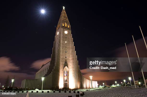 Iglesia De Hallgrímur Church Durante El Invierno Noche Reykjavik Islandia  Foto de stock - Getty Images