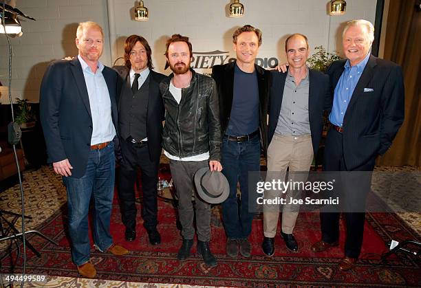 Actors Noah Emmerich, Norman Reedus, Aaron Paul, Tony Goldwyn, Michael Kelly, and Jon Voight attend the Variety Studio powered by Samsung Galaxy at...