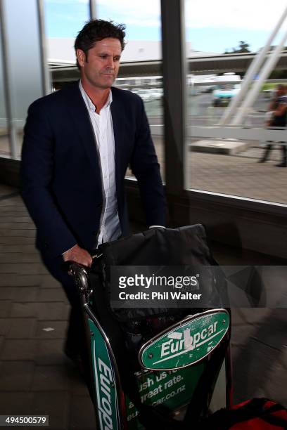 Chris Cairns arrives at Auckland Airport on May 30, 2014 in Auckland, New Zealand. Cairns has returned to New Zealand following his interview in...
