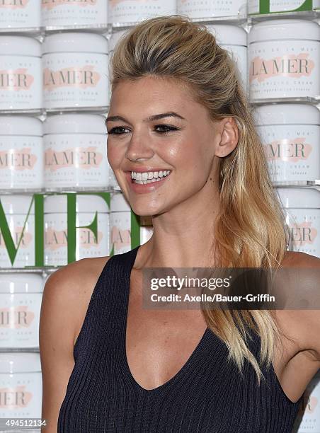 Model Kelly Rohrbach arrives at the La Mer Celebrates 50 Years Of An Icon at Siren Studios on October 13, 2015 in Hollywood, California.