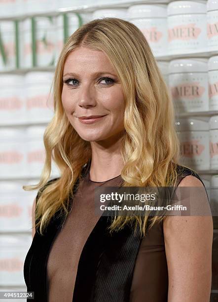 Actress Gwyneth Paltrow arrives at the La Mer Celebrates 50 Years Of An Icon at Siren Studios on October 13, 2015 in Hollywood, California.