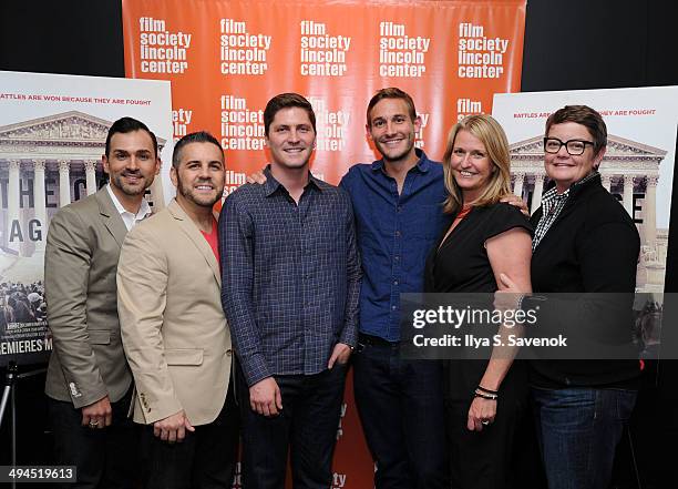 Paul Katami, Jeff Zarrillo, Ben Cotner, Ryan White, Sandy Stier and Kris Perry attend a screening of "The Case Against 8" presented by Film Society...