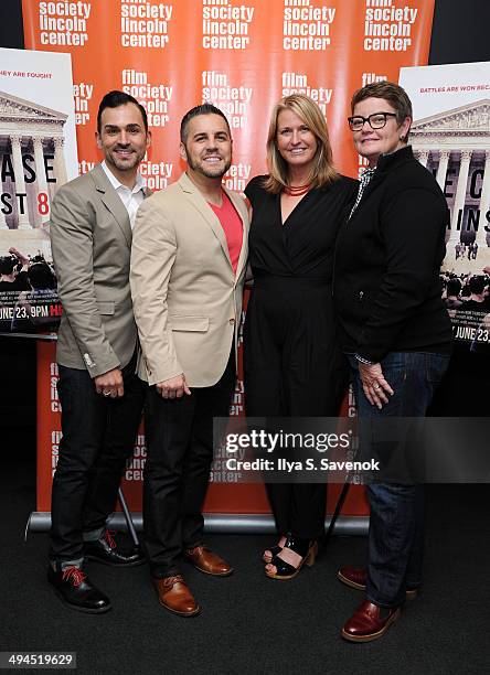 Paul Katami, Jeff Zarrillo, Sandy Stier and Kris Perry attend a screening of "The Case Against 8" presented by Film Society Of Lincoln Center at...