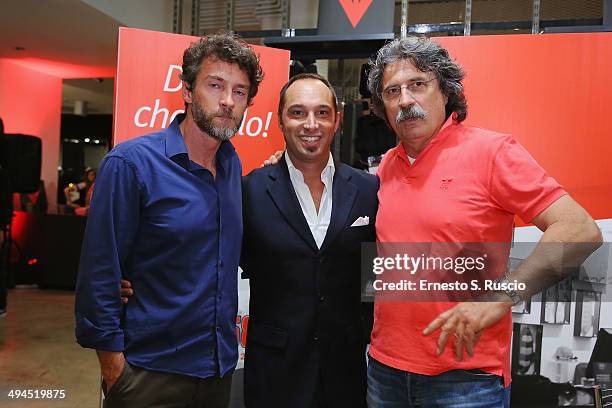 Alessio Boni, Cristiano De Masi and Paolo Simoncelli attend the 'Diobo' Che Bello' charity event at D-Store Dainese on May 29, 2014 in Rome, Italy.