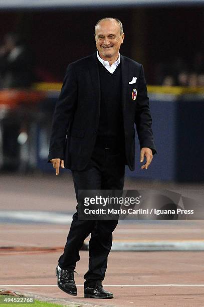 Delio Rossi head coach of Bologna FC reacts during the Serie A match between Bologna FC and FC Internazionale Milano at Stadio Renato Dall'Ara on...