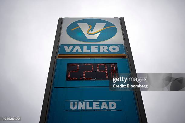 Fuel prices are displayed at a Valero Energy Corp. Gas station in Shelbyville, Kentucky, U.S., on Tuesday, Oct. 27, 2015. Valero is scheduled to...