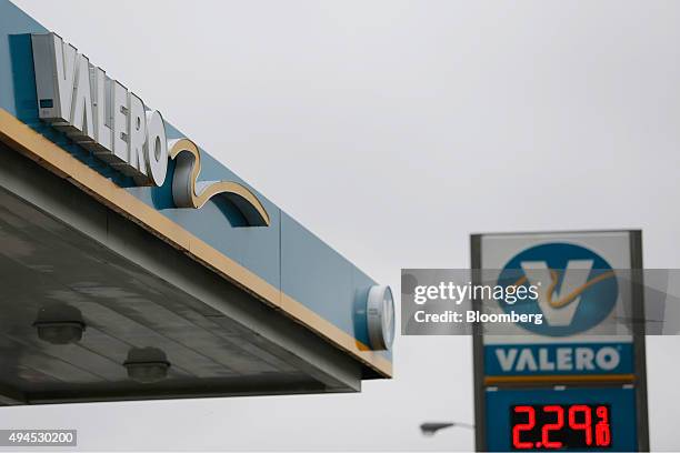 Fuel prices are displayed at a Valero Energy Corp. Gas station in Shelbyville, Kentucky, U.S., on Tuesday, Oct. 27, 2015. Valero is scheduled to...