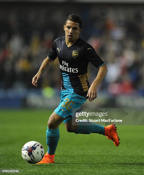 Ismael Bennacer of Arsenal during the Capital One Cup Fourth Round match between Sheffield Wednesday and Arsenal at Hillsborough Stadium on October...