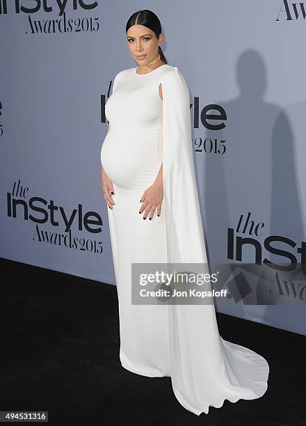 Kim Kardashian arrives at the InStyle Awards at Getty Center on October 26, 2015 in Los Angeles, California.