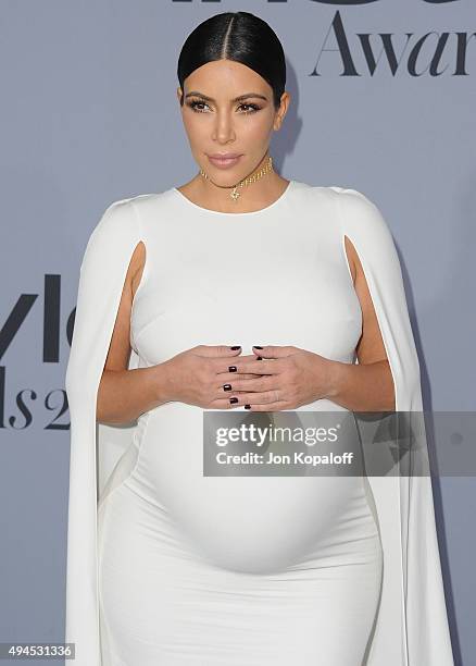 Kim Kardashian arrives at the InStyle Awards at Getty Center on October 26, 2015 in Los Angeles, California.