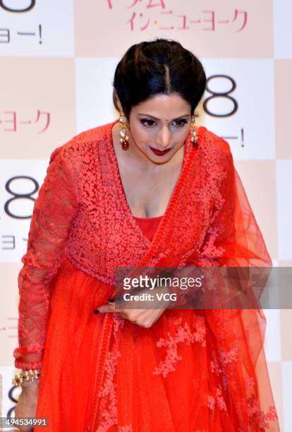 Bollywood actress Sridevi attends a talk show as she promotes film "English Vinglish" on May 29, 2014 in Tokyo, Japan.