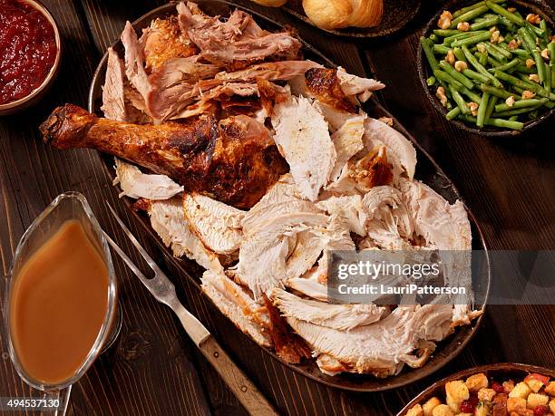 turkey dinner - roast turkey 個照片及圖片檔