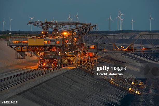 bucket chain excavators remove the earth - lignite mining - mining machinery stock pictures, royalty-free photos & images