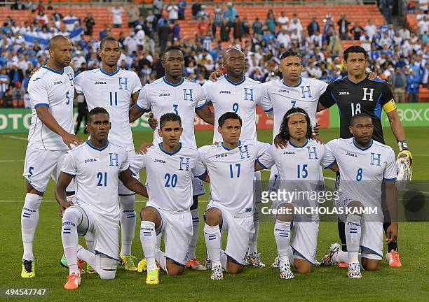 The Honduran national team poses before a World Cup preparation friendly match against Turkey at RFK Stadium in Washington on May 29, 2014. Top row,...