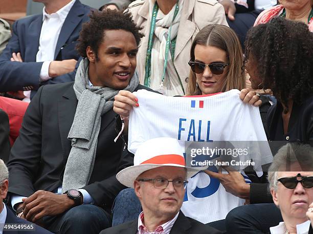 Rugbyman Benjamin Fall attends Day 5 of the French Open 2014 held at Roland-Garros stadium on May 29, 2014 in Paris, France.