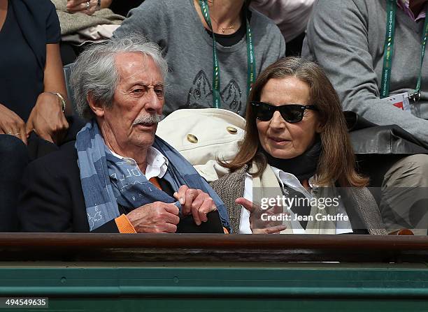 Jean Rochefort and his wife Francoise Rochefort attend Day 5 of the French Open 2014 held at Roland-Garros stadium on May 29, 2014 in Paris, France.