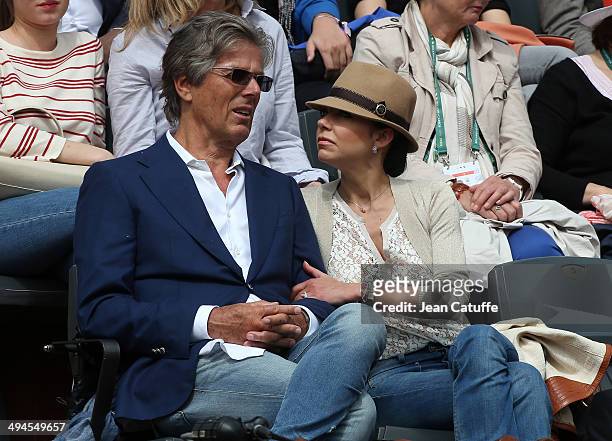 Of Barriere Group Dominique Desseigne and dancer Alexandra Cardinale attend Day 5 of the French Open 2014 held at Roland-Garros stadium on May 29,...