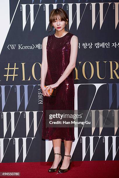 South Korean actress Esom poses for photographs at the W Magazine Korea Breast Cancer Awareness Campaign 'Love Your W' photo call on October 27, 2015...