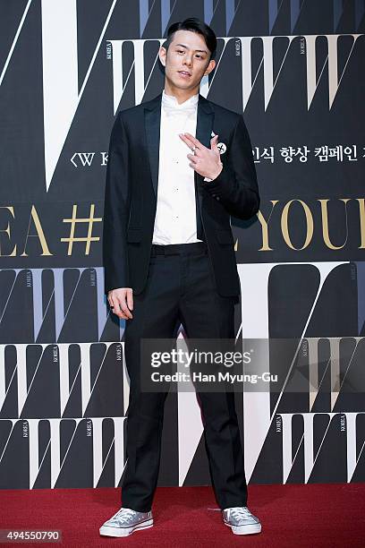 South Korean rapper Beenzino poses for photographs at the W Magazine Korea Breast Cancer Awareness Campaign 'Love Your W' photo call on October 27,...