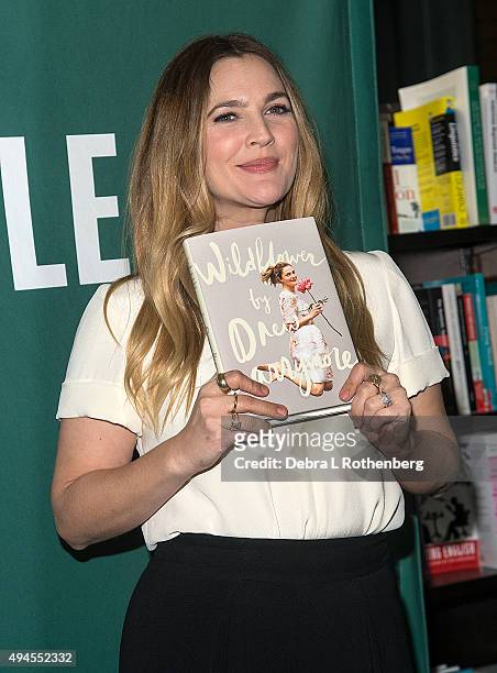 Actress/Author Drew Barrymore signs copies of her new book, "Wildflower" at Barnes & Noble Union Square on October 27, 2015 in New York City.