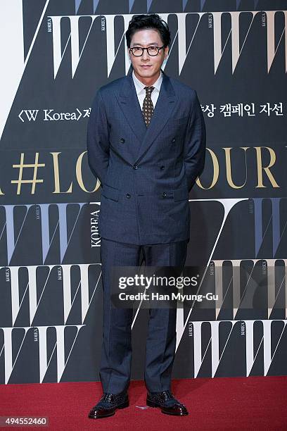 South Korean actor Kim Joo-Hyuk poses for photographs at the W Magazine Korea Breast Cancer Awareness Campaign 'Love Your W' photo call on October...