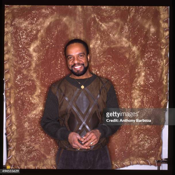 Backstage, preshow portrait of Grover Washington Jr before the 'One Night With Blue Note' concert at Town Hall, New York, New York, February 22, 1985.