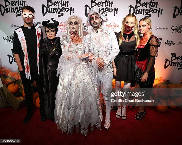 Jimi Blue Ochsenknecht, Baerbel Wierichs, Natascha Ochsenknecht, Umut Kekilli and Cheyenne Savannah Ochsenknecht attend the Halloween party at Berlin...