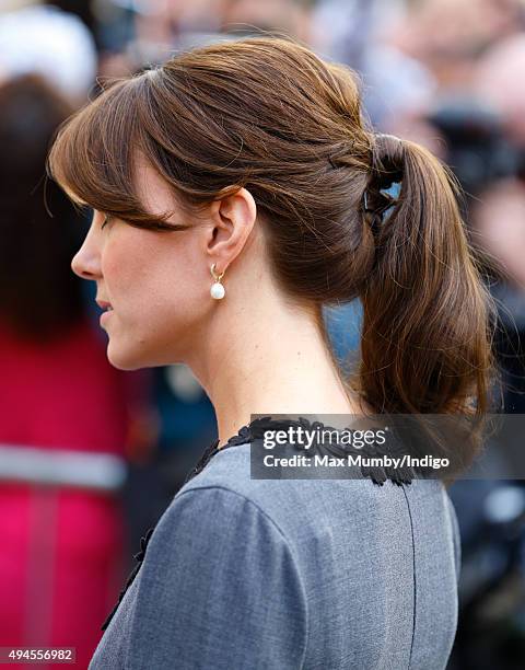 Catherine, Duchess of Cambridge arrives to meet children and mentors from Chance UK's Early Intervention Programme at Islington Town Hall on October...