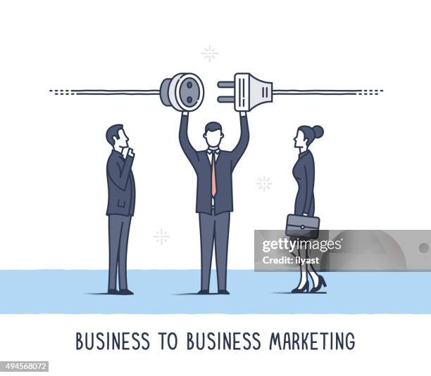 b2b business marketing - plugs cartoon stock illustrations