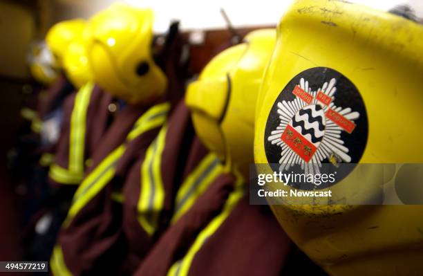 Picture shows firefighting equipment at a station in Central London.