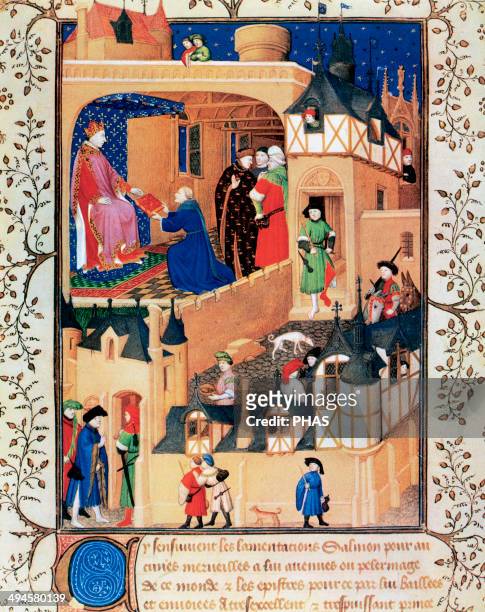 Charles VI , the Beloved. King of France from 1380 to his death. Charles IV's secretary Pierre Salmon presents the manuscript to Charles VI....