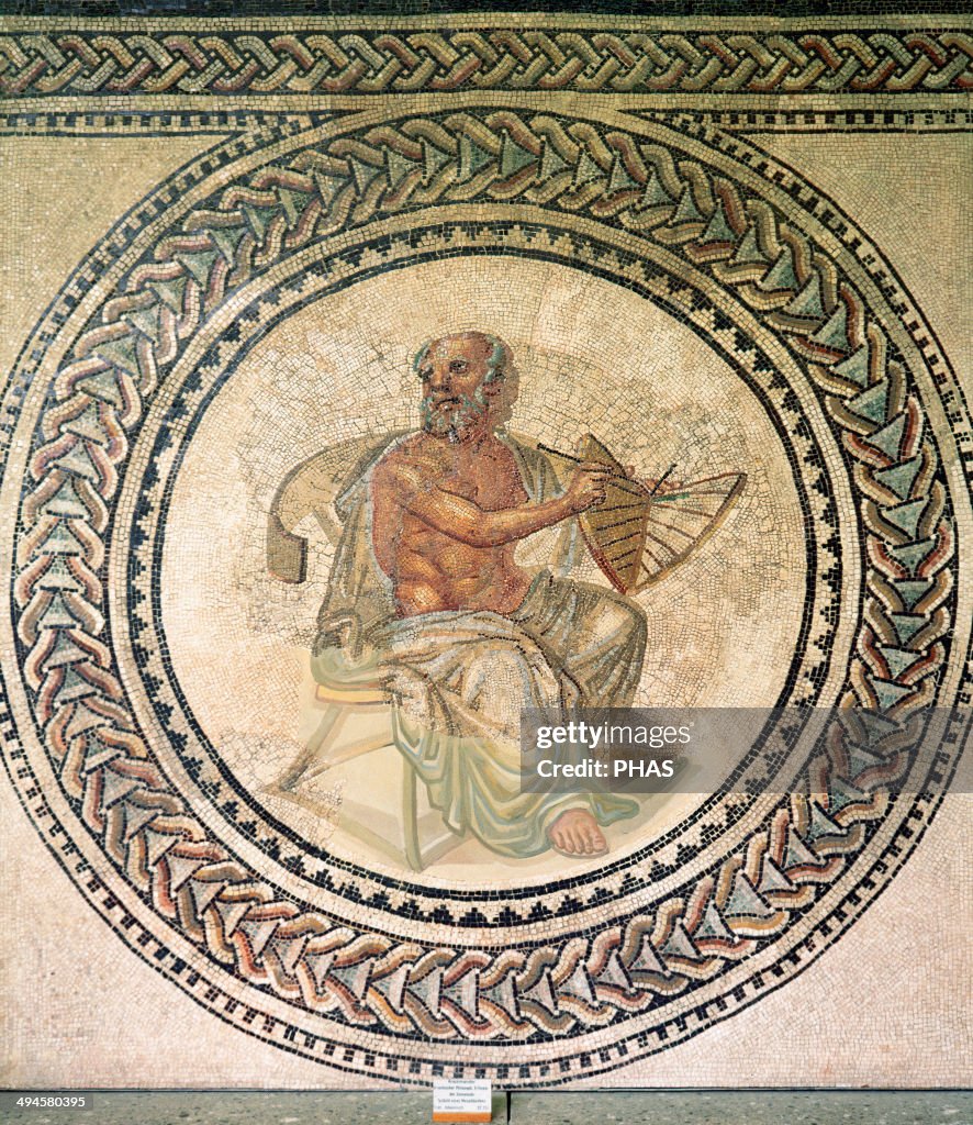 Anaximander (610 – 546 BC) with a sundial. Roman mosaic. 3rd century.
