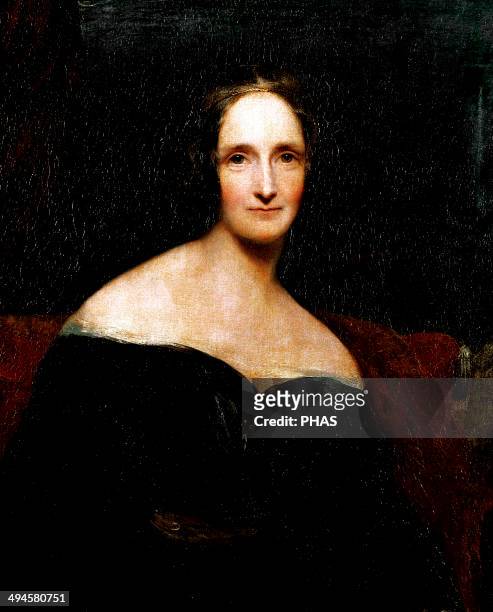 Mary Shelley . English novelist, best known for her Gothic novel Frankenstein. Portrait by Richard Rothwell .