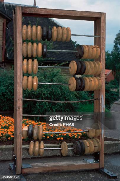 Abacus, also called a counting frame. Cesis. Latvia.