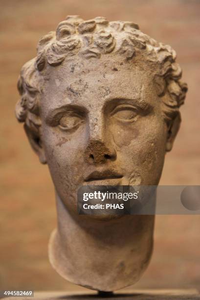 Head of Ares, god of war. Roman sculpture after an original of 330 BC. Glyptothek. Munich. Germany.