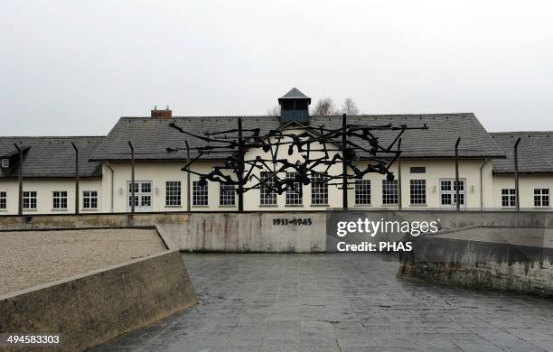 Dachau Concentration Camp. Nazi camp of prisoners opened in 1933. International Memorial. First, sculpture International Monument by Nandor Glid ....