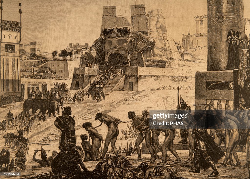 Sacrifice for God Baal. Engraving.