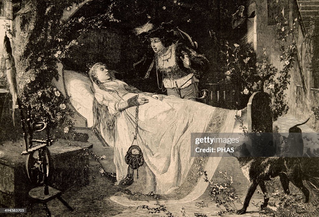 The Sleeping Beauty. Engraving.