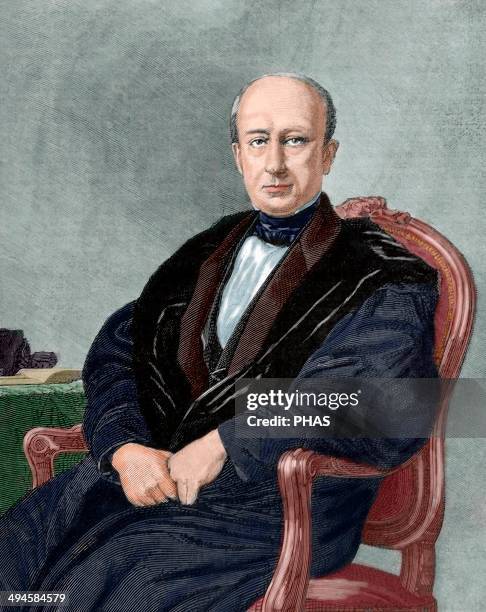 Manuel Cortina Arenzana . Spanish political and military. Engraving by Arturo Carretero. The Spanish and American Illustration, 1879. Colored.