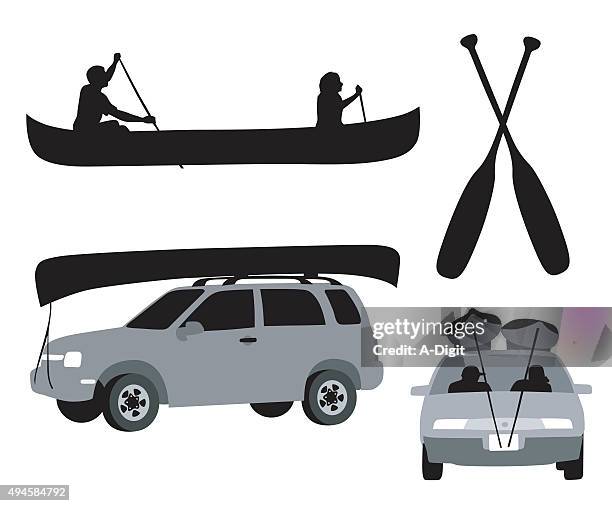canoing trip - kayaking stock illustrations
