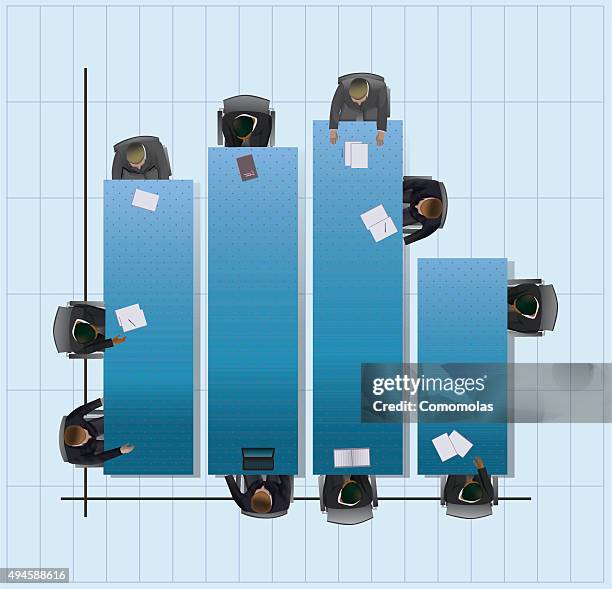 graphic bar business meeting. market evaluation. - corporate board room stock illustrations