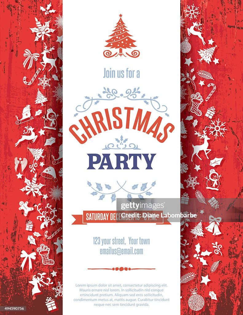 Red Wood Christmas Party Invitation Template