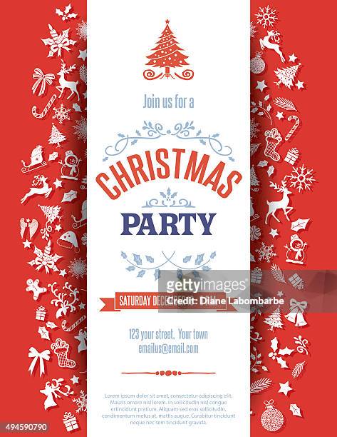 stockillustraties, clipart, cartoons en iconen met red christmas party invitation template - feest en gedenkdagen