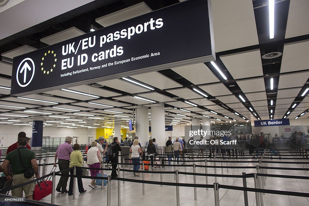 Passport control at Gatwick Airport