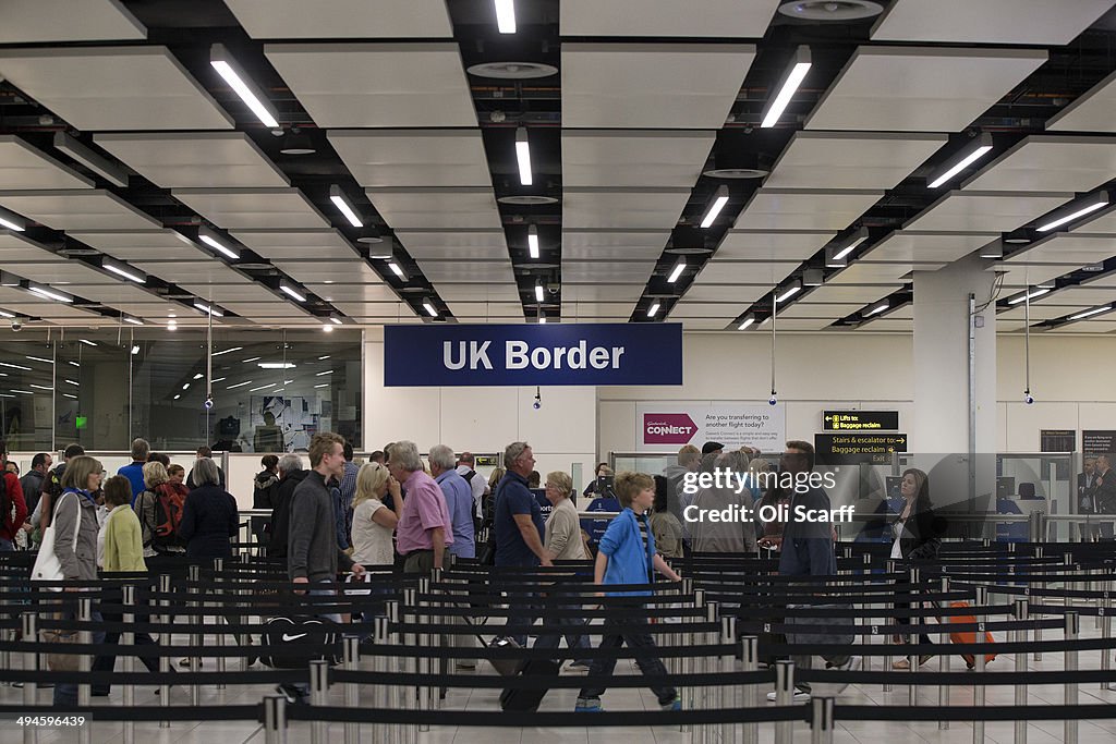 Passport control at Gatwick Airport