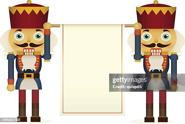 nutcrackers with banner - nutcracker stock illustrations