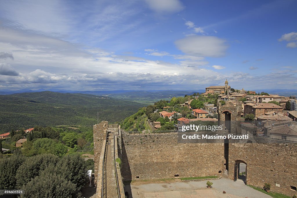 View of Montalcino town in Val d'Orcia, Italy