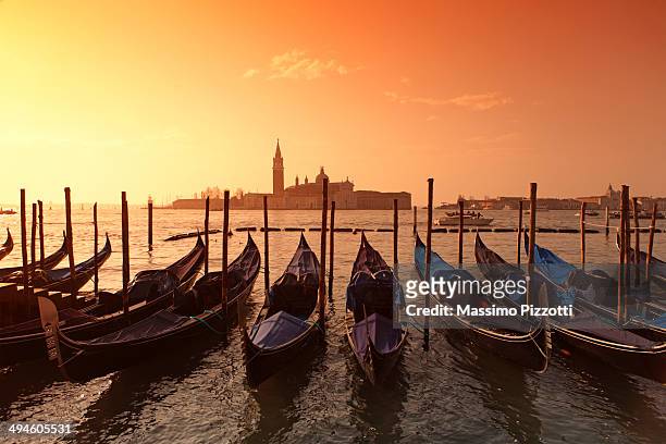 Gondolas and Saint George Major in Venice