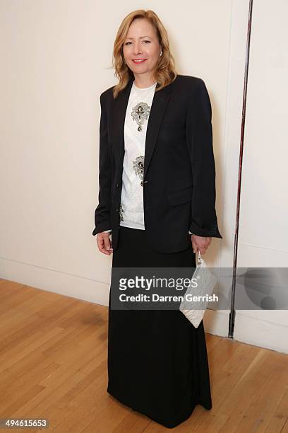 Sarah Mower attends a gala recdeption for the RCA Graduate Fashion show at Royal College of Art on May 29, 2014 in London, England.