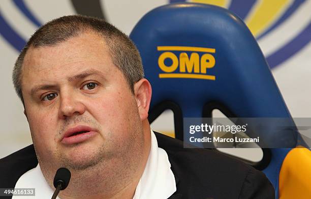 Parma FC President Tommaso Ghirardi speaks to the media during a press conference at the club's training ground on May 30, 2014 in Collecchio, Italy.